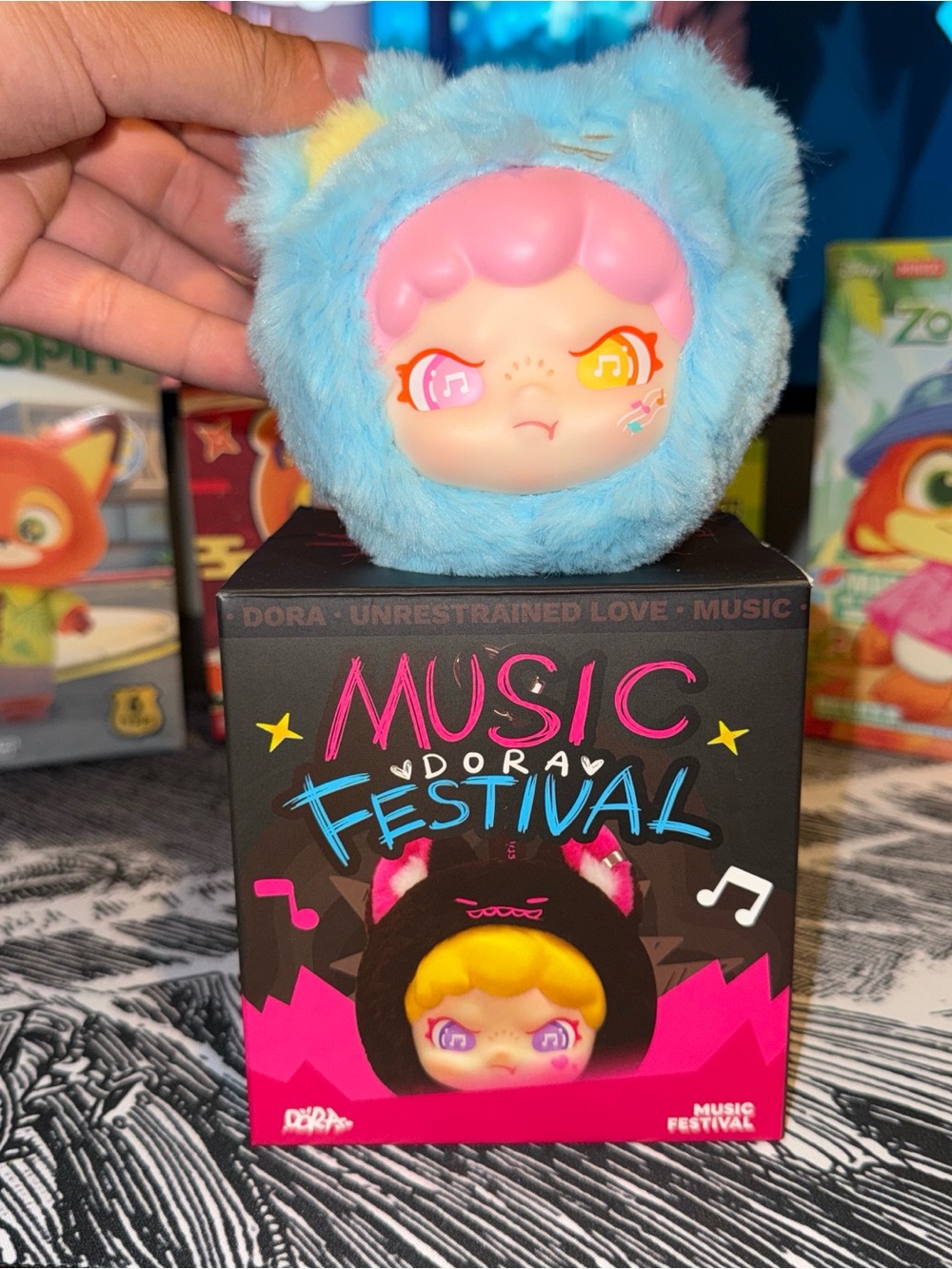 Dora Music Festival Plush Doll - Blue Pink Face